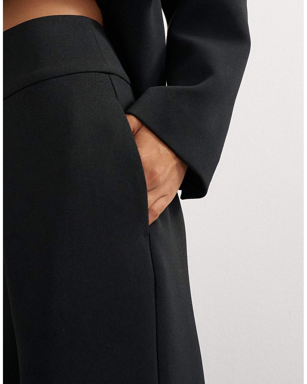 Pantalon large à pli devant TOPSHOP en coloris Black
