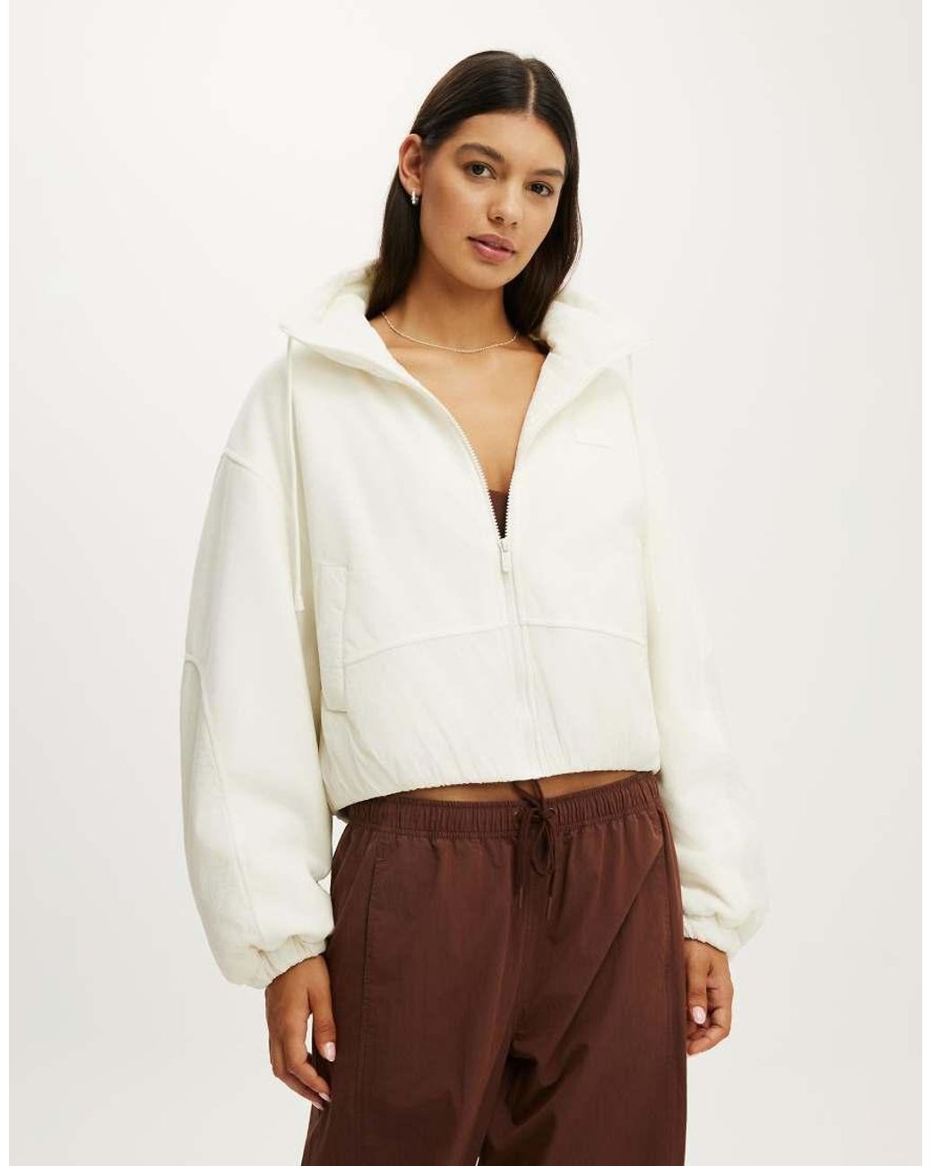 Cotton On White Polar Fleece Padded Jacket