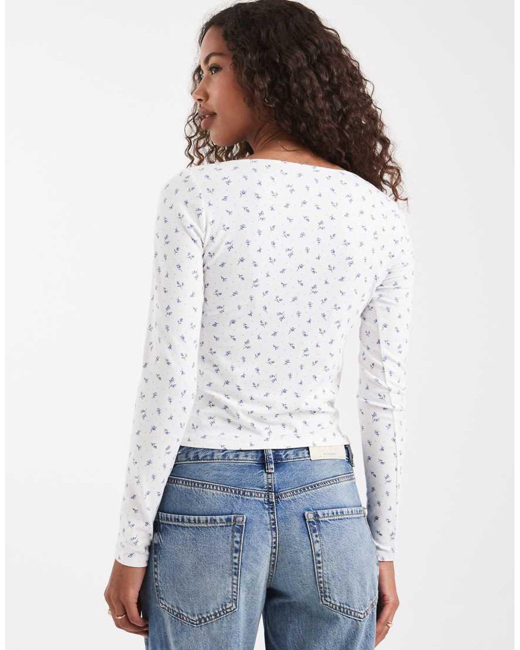 Hollister White Long Sleeve Wrap Top