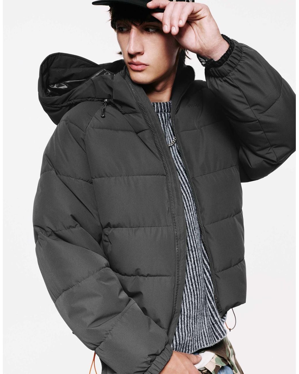 Pull&Bear Steppjacke mit kapuze in Gray für Herren