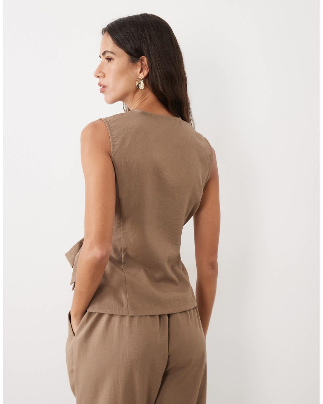 Threadbare Brown Wrap Front Waistcoat
