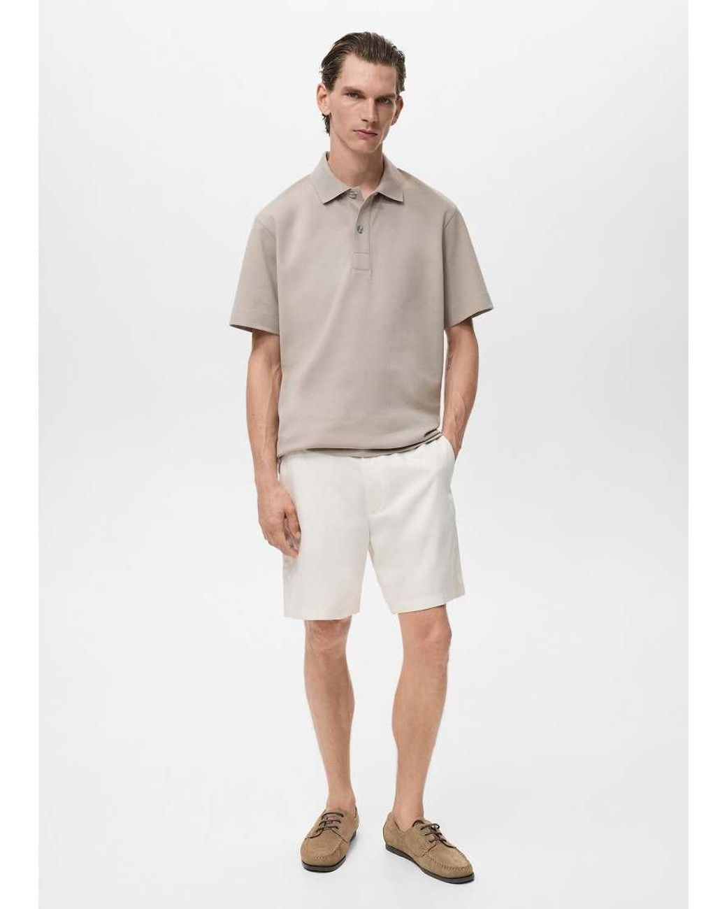 Mango Gray Cotton Mix Polo Top for men