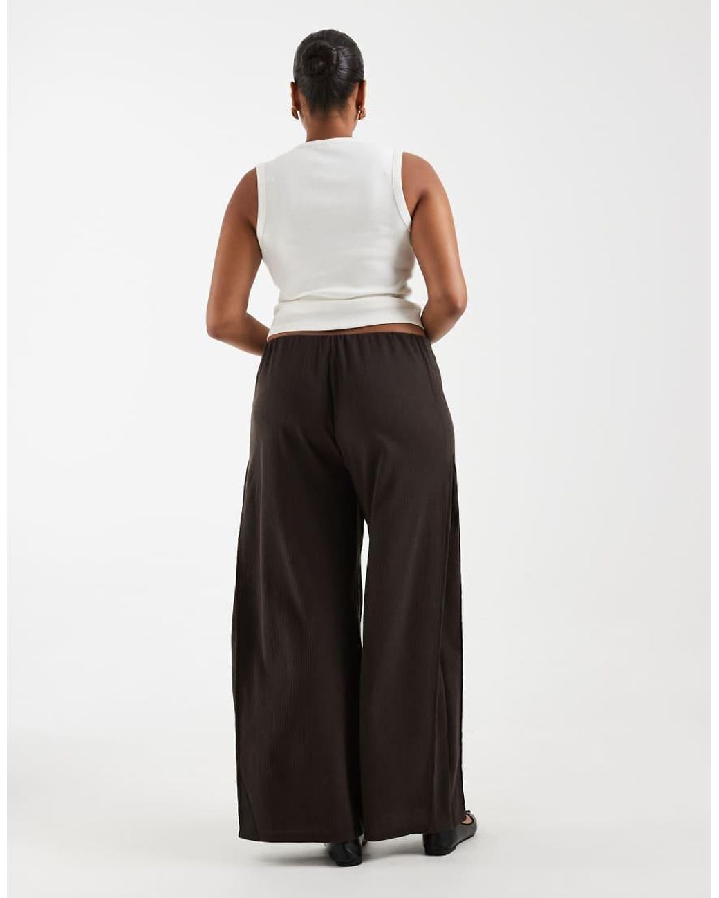 ONLY Black Textured Wide Leg Trousers