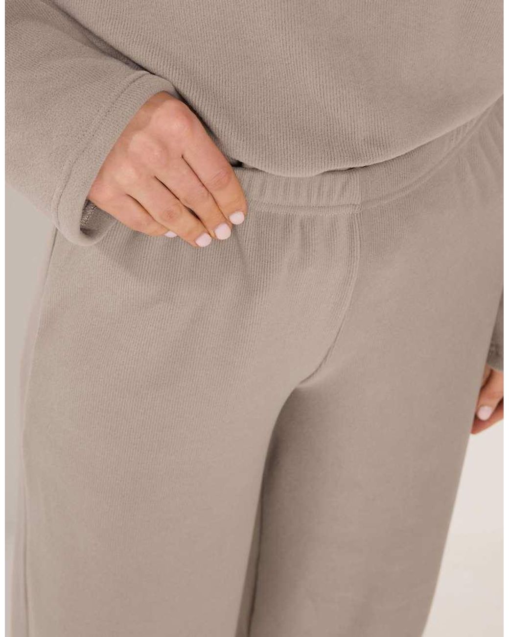 Long Tall Sally Natural Ribbed Wide Leg Trousers