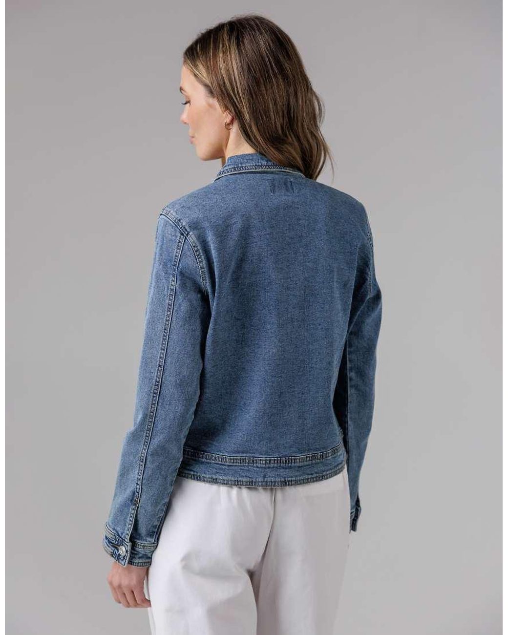 French Connection Blue Cotton Blend Slim Fit Denim Jacket