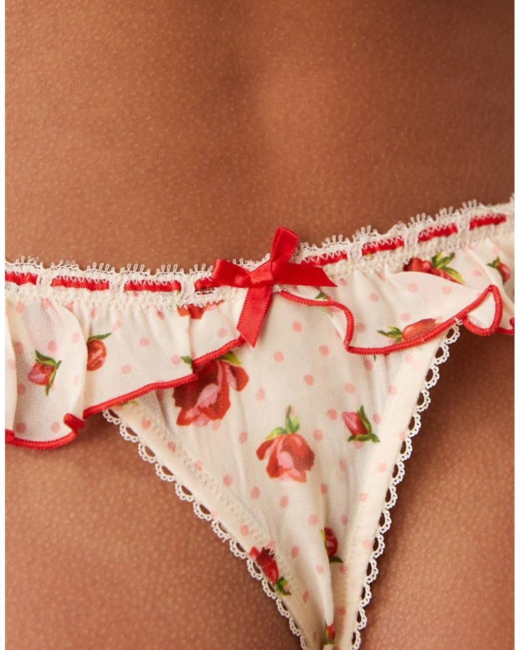 For Love & Lemons Brown Leah Floral Print Thong Co-Ord