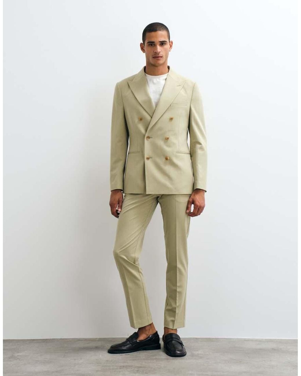 ASOS Green Crease Resistant Double Breasted Suit Jacket for men