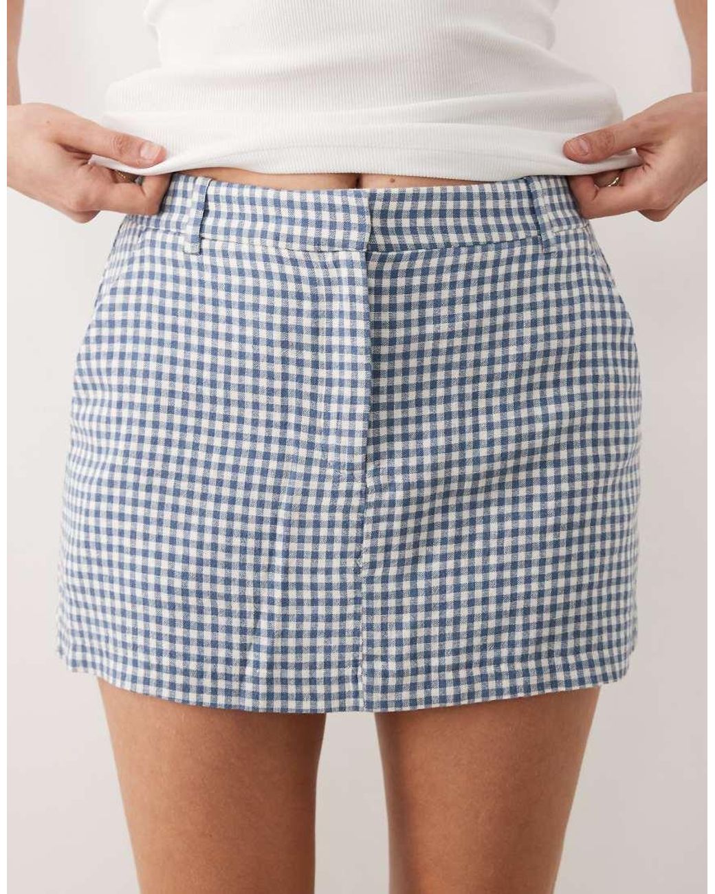 Abercrombie & Fitch Blue Linen Rich Mini Skort