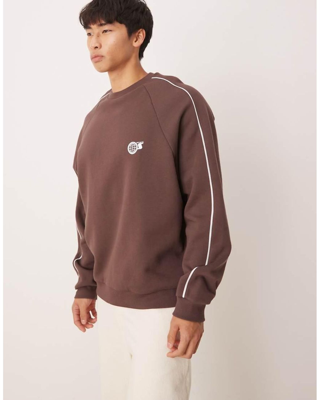 ASOS Brown Sweatshirt With Sporty Print for men