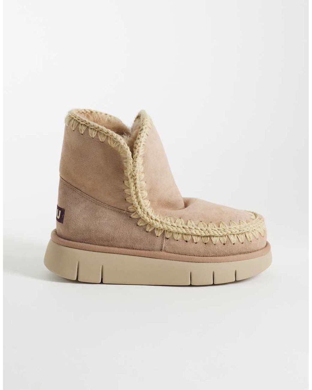 Mou Natural 18 Shearling Lined Platform Bounce Suede Boots