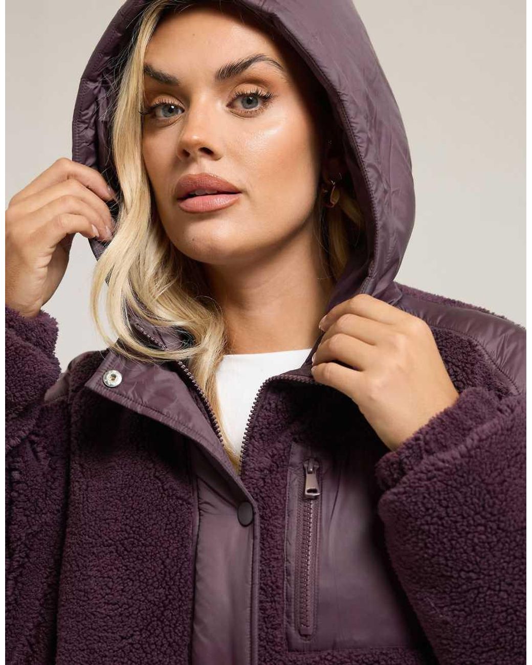 Yours Clothing Purple Teddy Borg Jacket
