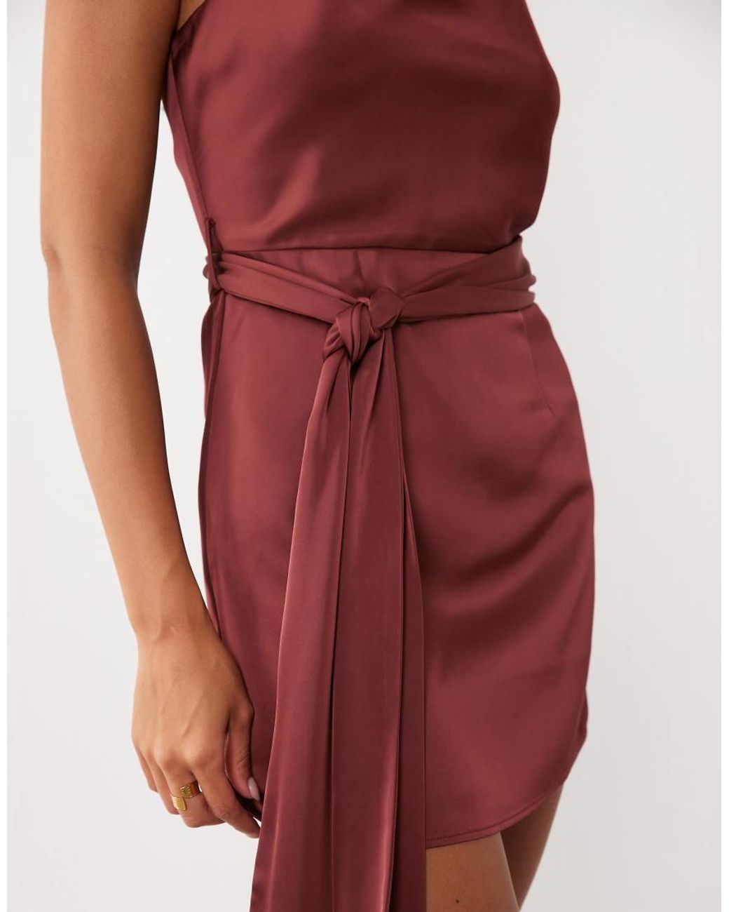 Kaiia White Exclusive Satin Cowl High Neck Halterneck Tie Waist Drape Fringe Detail Mini Dress