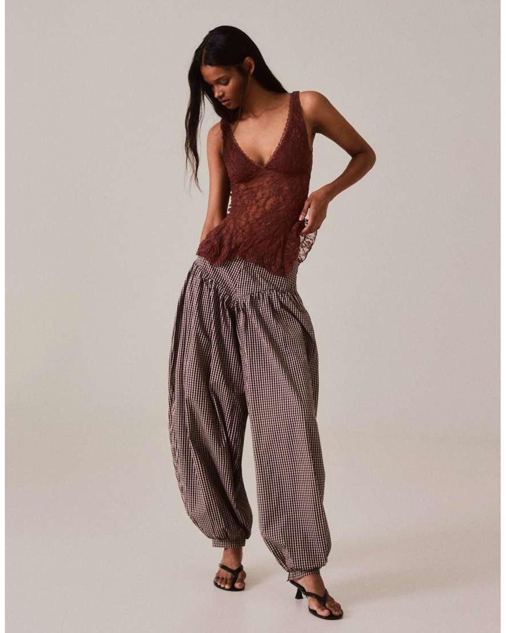 Bershka Brown Lace Camisole