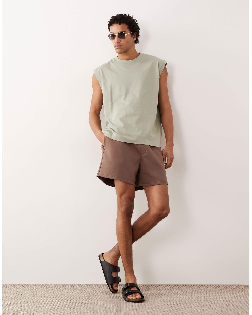 ASOS – basic-shorts aus jersey in Natural für Herren