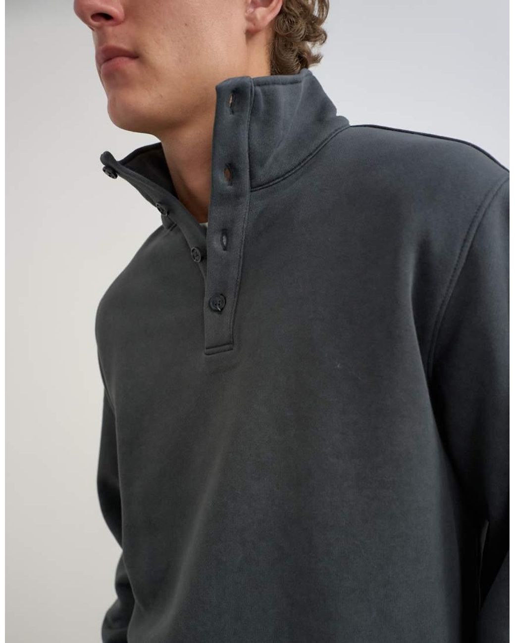 Topman Gray Classic Fit Funnel Neck Sweatshirt for men