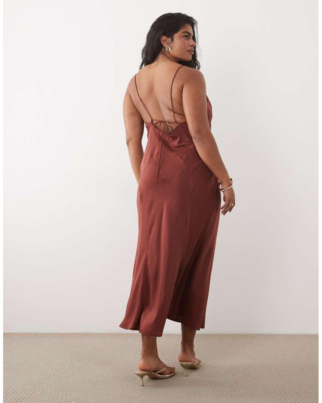 ASOS Red Asos Design Curve Scoop Neck Bias Cut Midaxi Dress