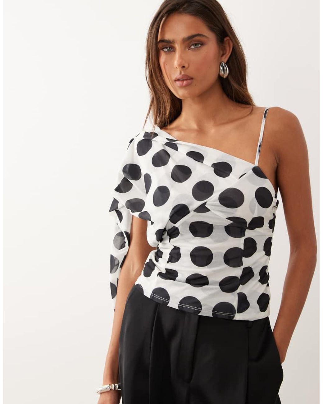 ASOS Black Stretch Chiffon Scarf Wrap Top