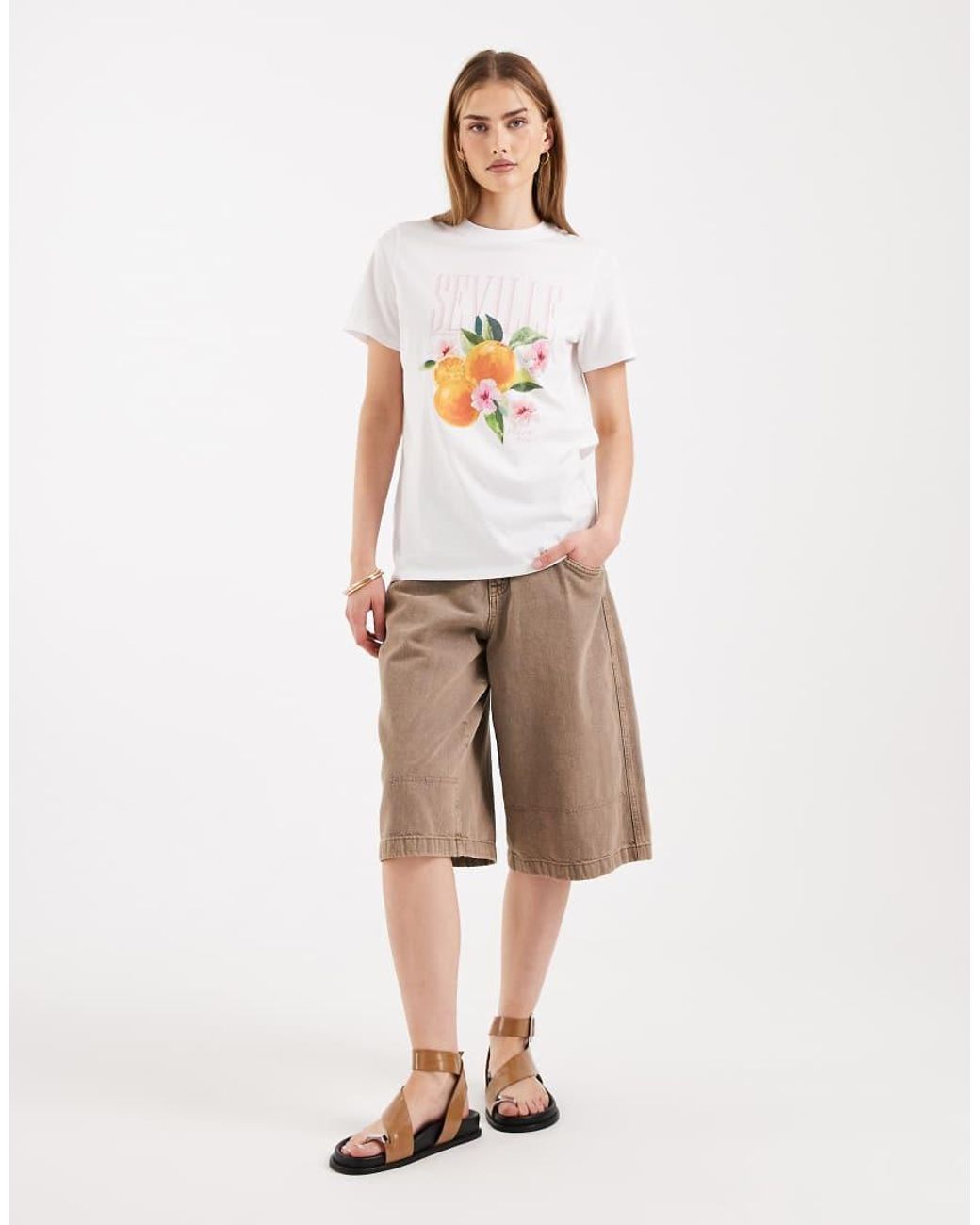 New Look White Printed Girlfriend Tee
