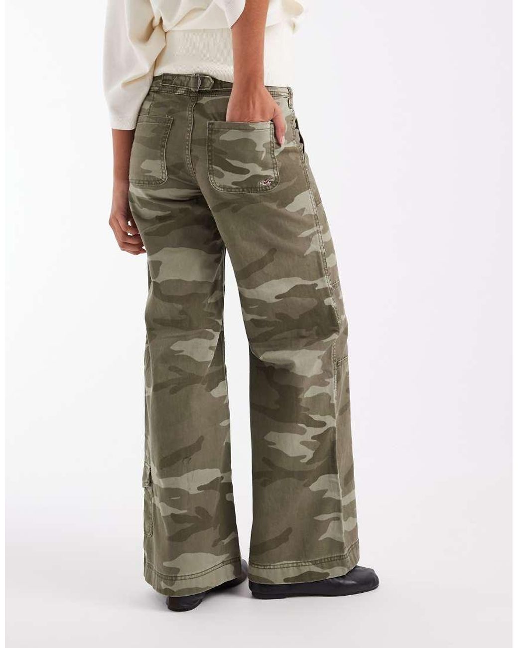 Hollister Green Low Rise Wide Leg Utility Detail Trousers