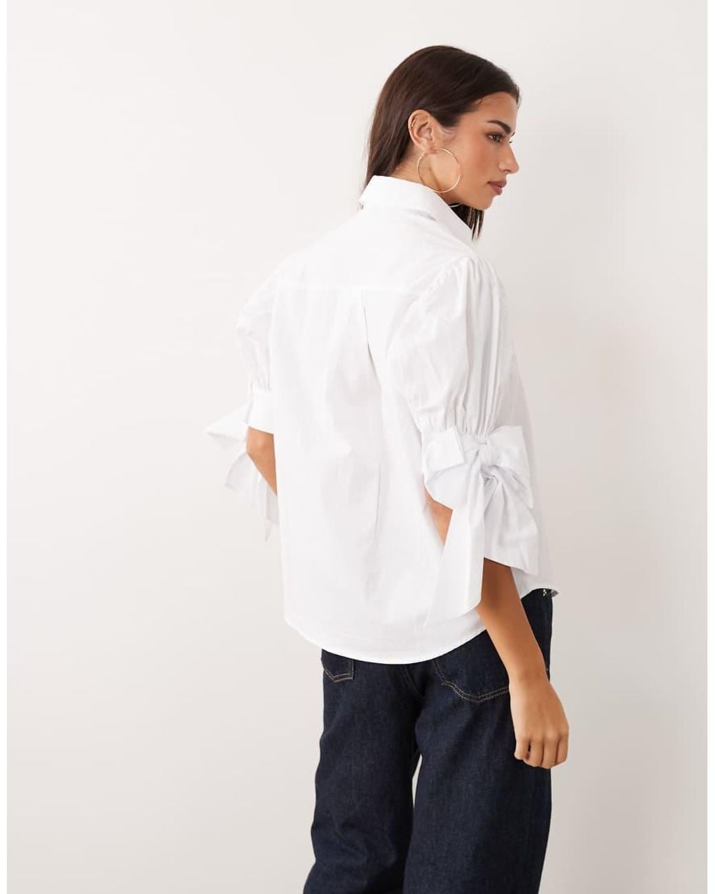 Miss Selfridge White Bow Sleeve Shirt