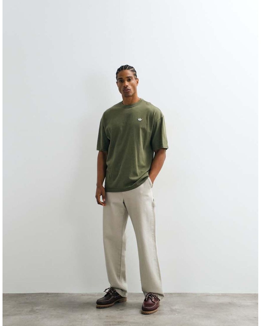 Adidas Originals Green Essential Loose Fit T-shirt for men