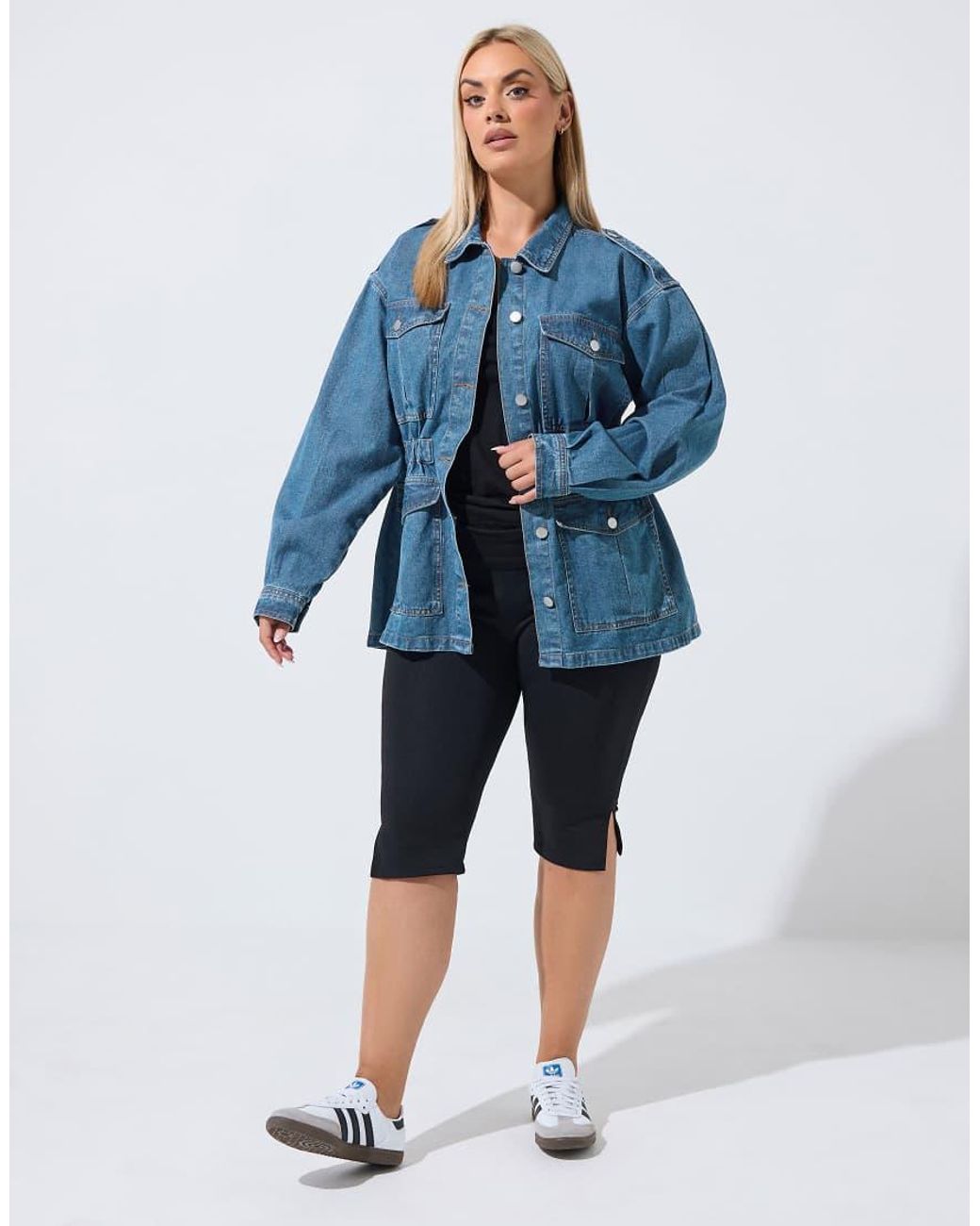 Yours Clothing Blue Elasticated Waist Denim Jacket