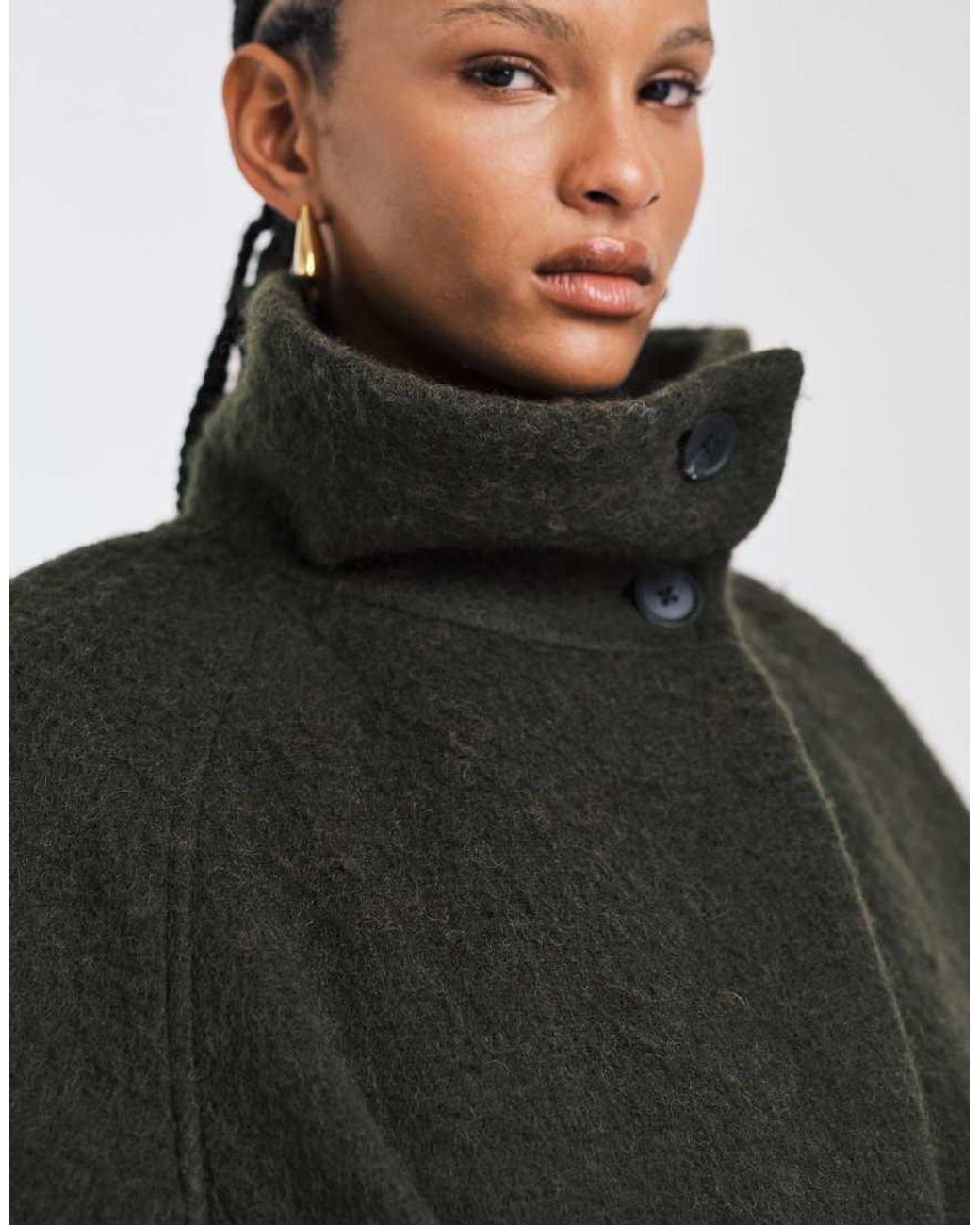 ASOS White Premium Brushed Wool Blend Oversized Funnel Neck Coat