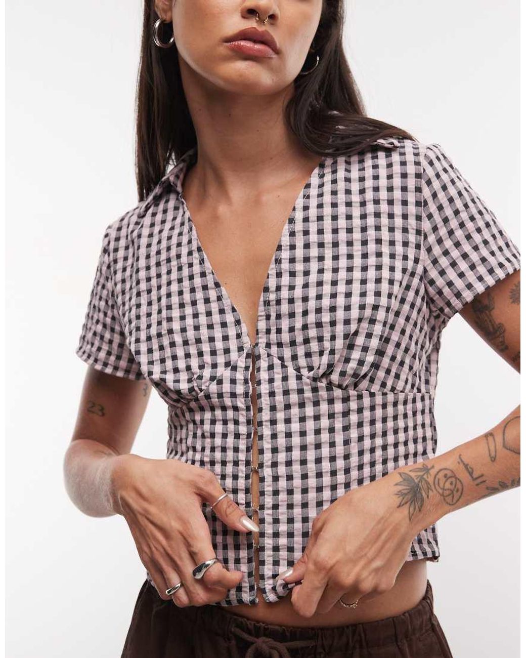 Collusion Brown Fitted Short Sleeve Shirt