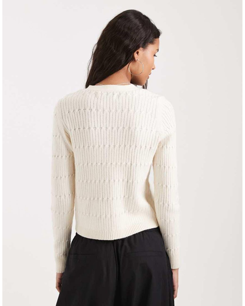 ONLY White V-Neck Knitted Cardigan