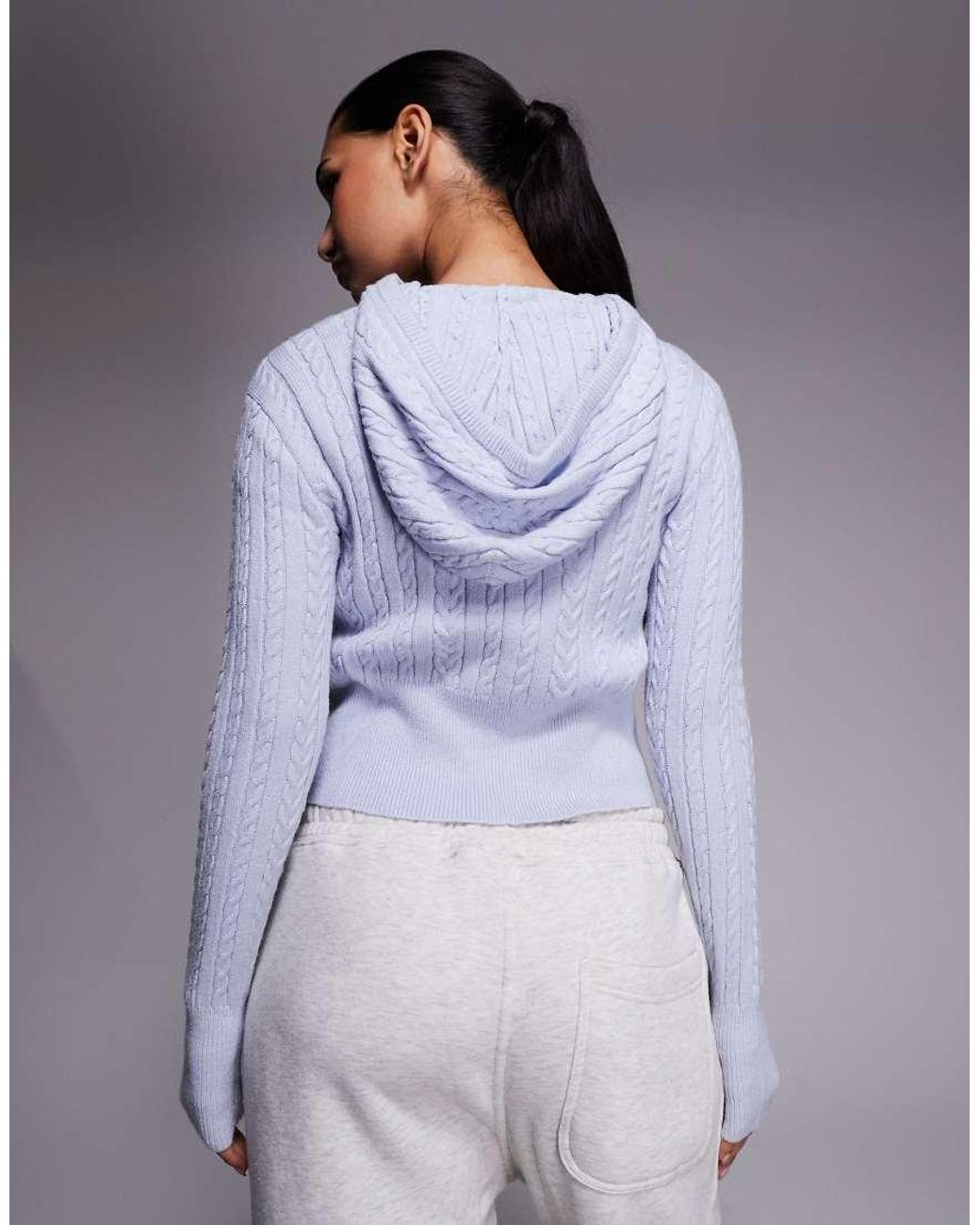 River Island Gray Cable Knit Loungewear Hoodie Co-Ord