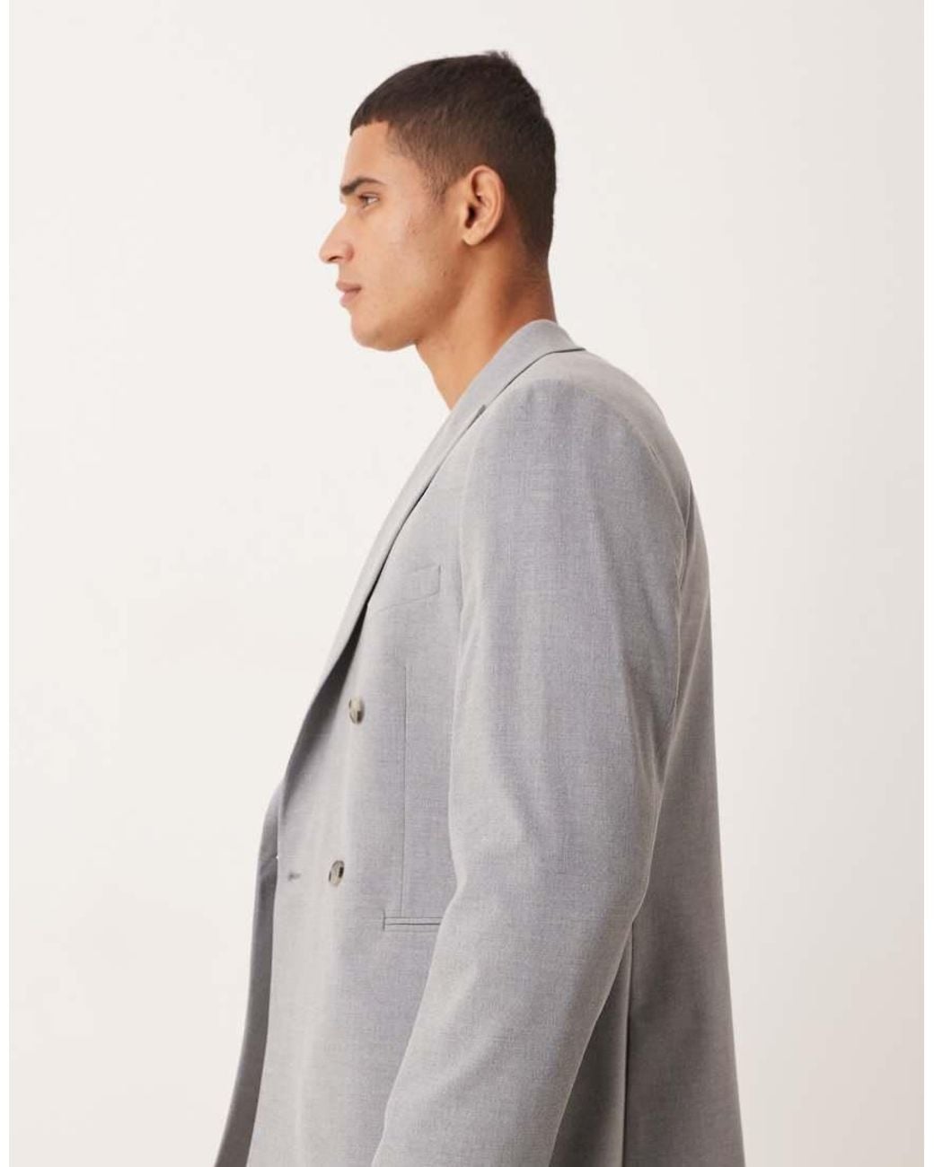 ASOS Gray Double Breasted Slim Suit Jacket for men