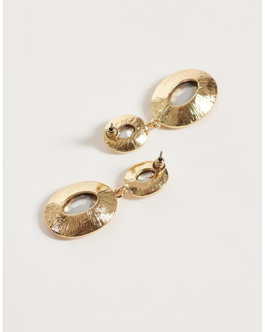 Accessorize Metallic Oval Crystal Double Drop Earrings