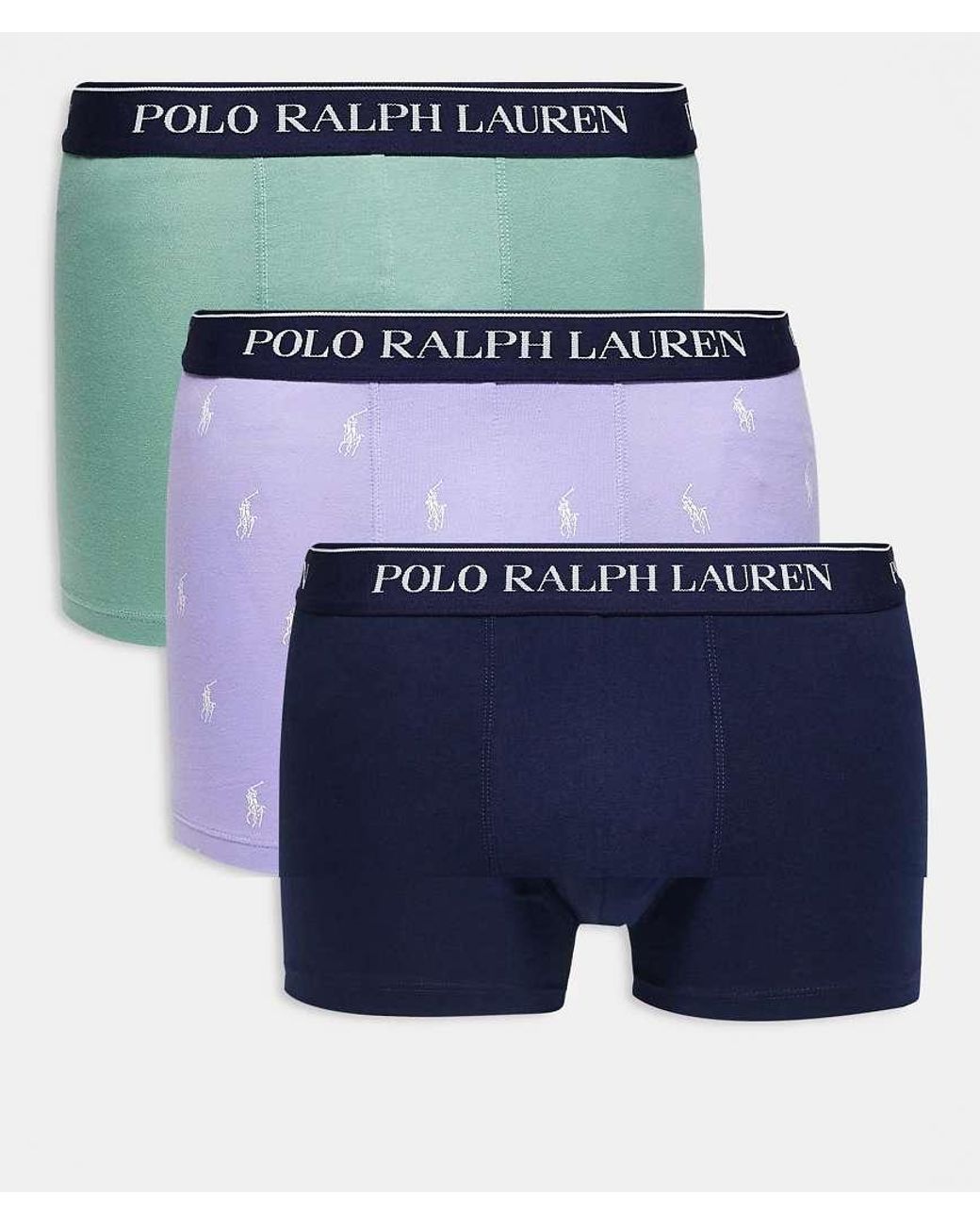 Polo Ralph Lauren Blue 3 Pack Logo Waistband Trunks for men