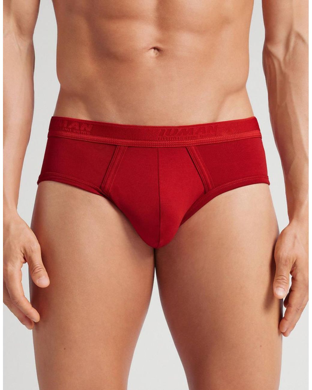 Intimissimi Red Superior Cotton Briefs With Logo for men