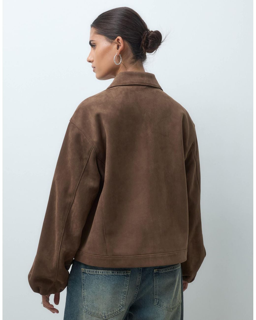 Object Brown Premium Suede-look Short Jacket