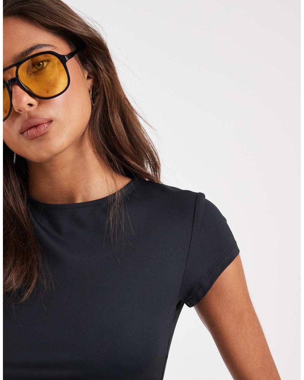 ASOS Black Polyamide Slinky Baby Tee