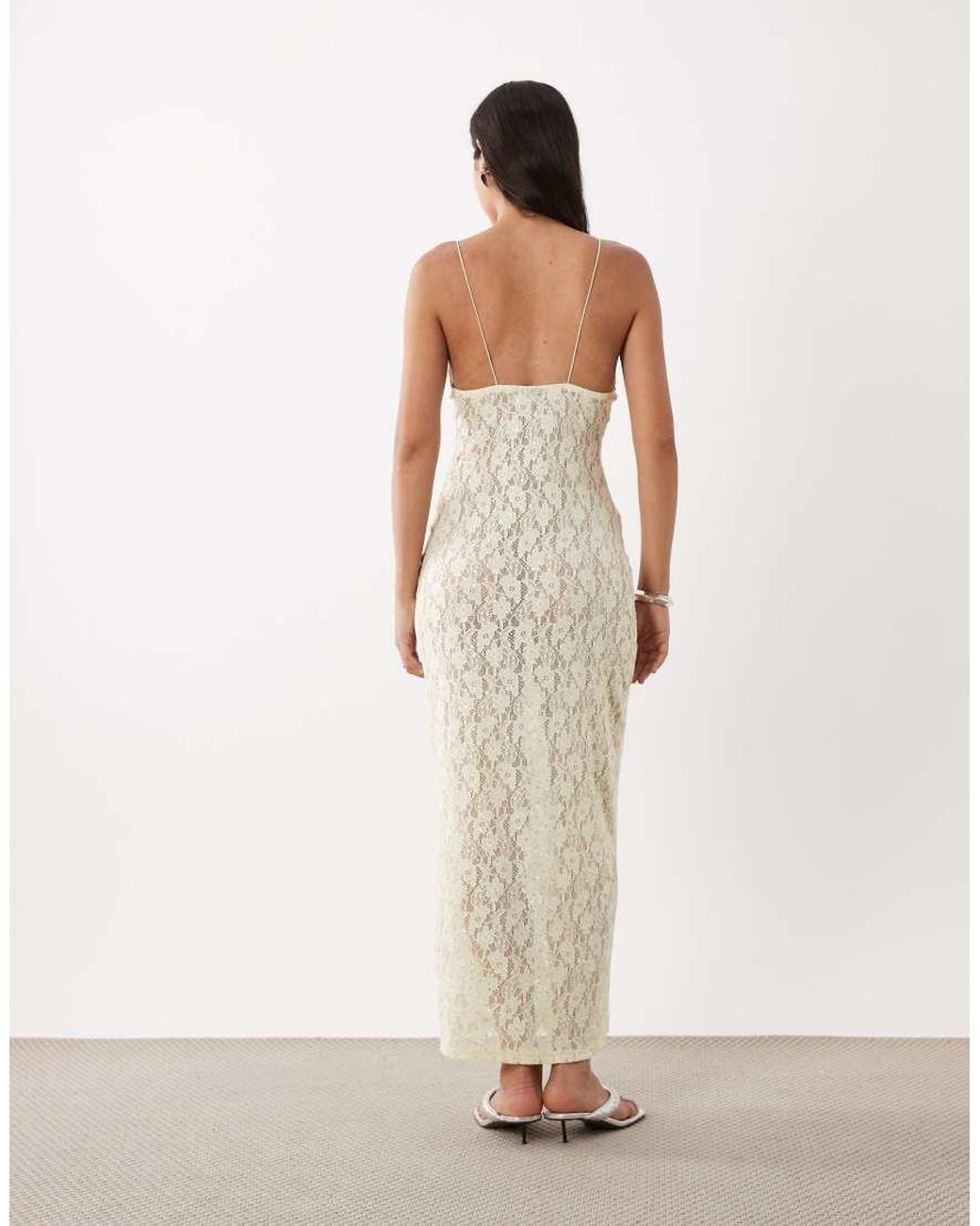 ASOS White Foil Sheer Lace Maxi Dress