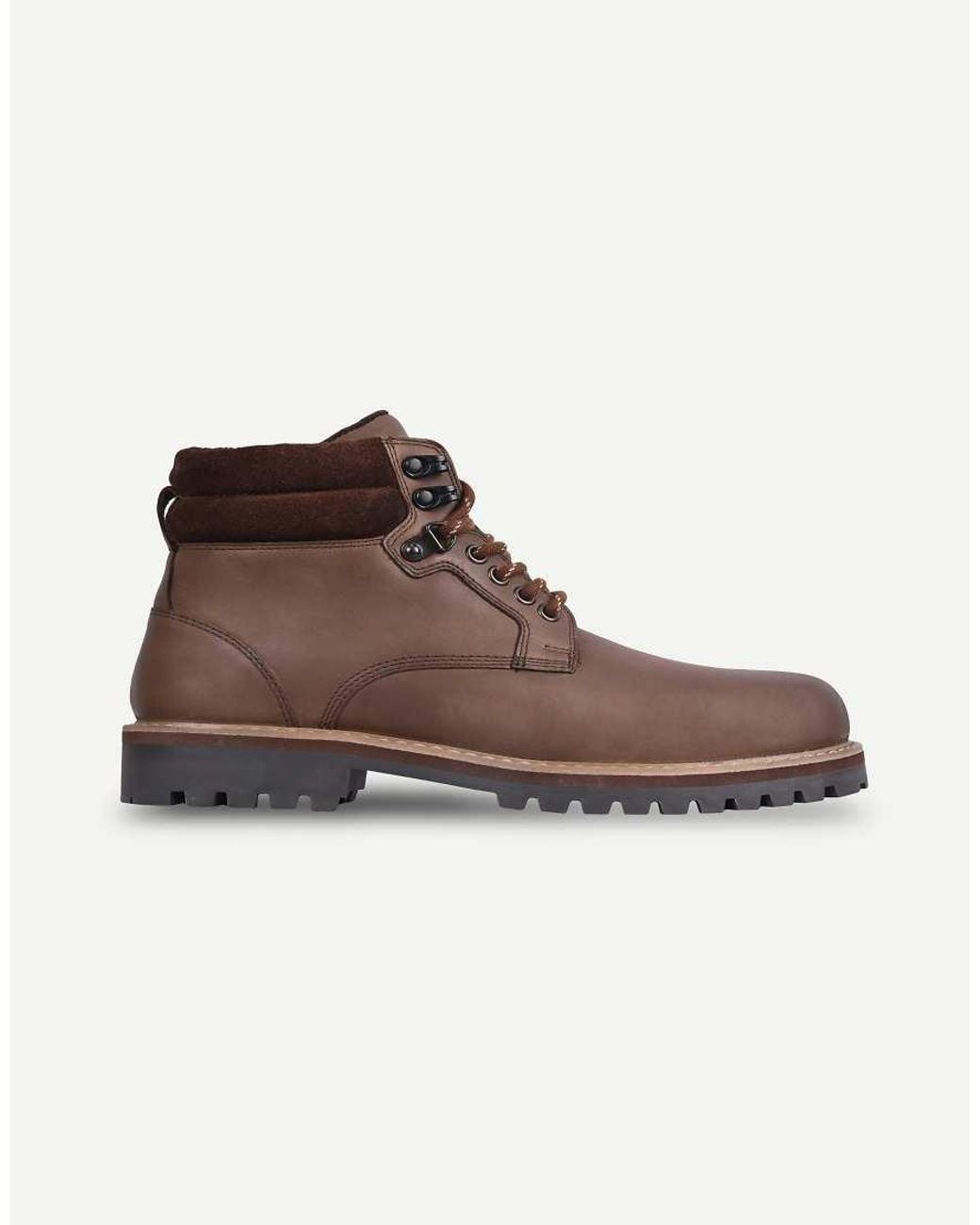 OFF THE HOOK Brown Hanks Leather Lace-Up Worker Boots for men