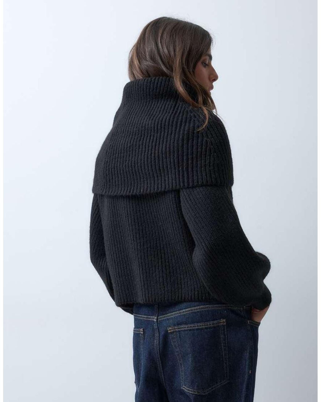ASOS Blue Knitted Extreme Slouchy Hood Jumper