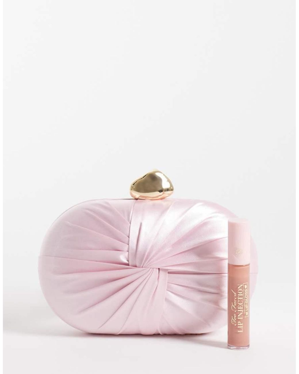 True Decadence Pink Satin Twist Clutch Bag