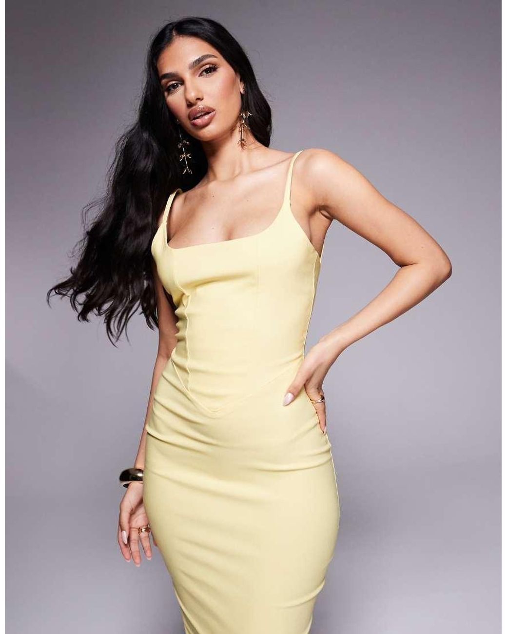 Vesper Blue Corset Detail Bodycon Midaxi Dress