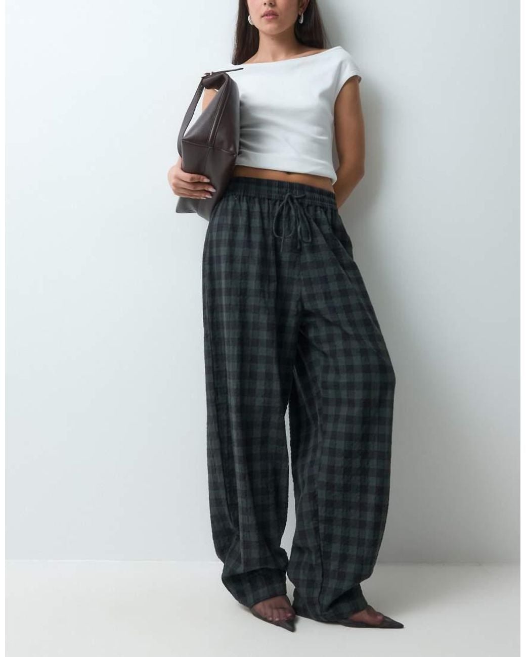 ASOS Gray Barrel Leg Trouser With Elasticated Waistband