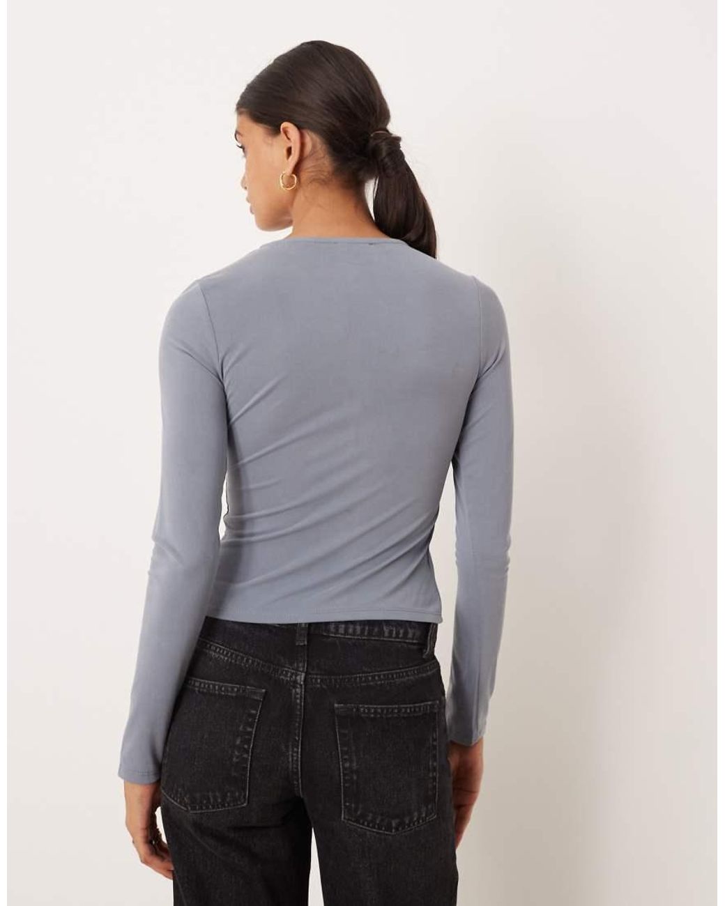 ASOS Blue Modal Long Sleeve Key Hole Cardigan