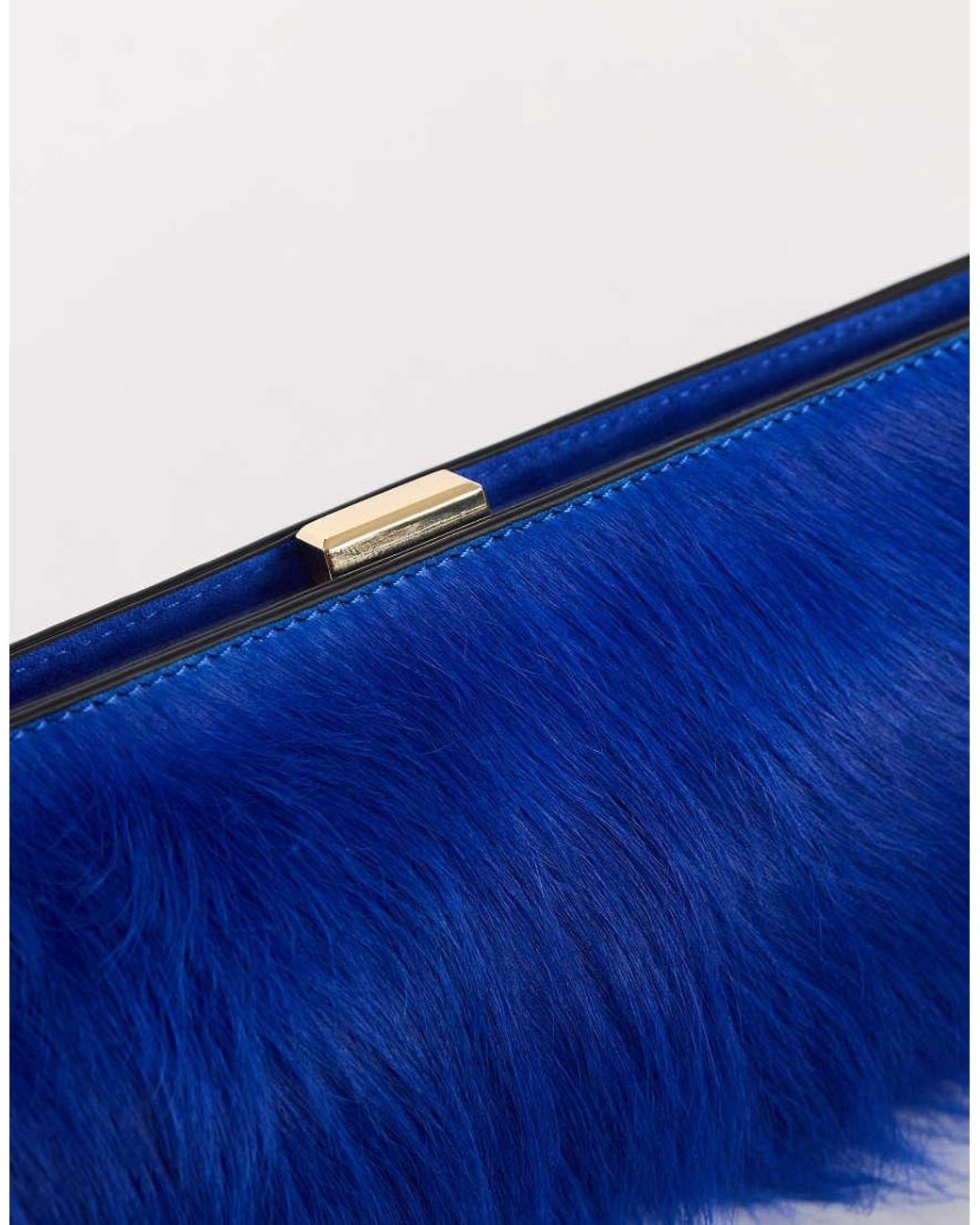 TOPSHOP Blue Ember Small Hair On Real Leather Envelope Clutch Bag