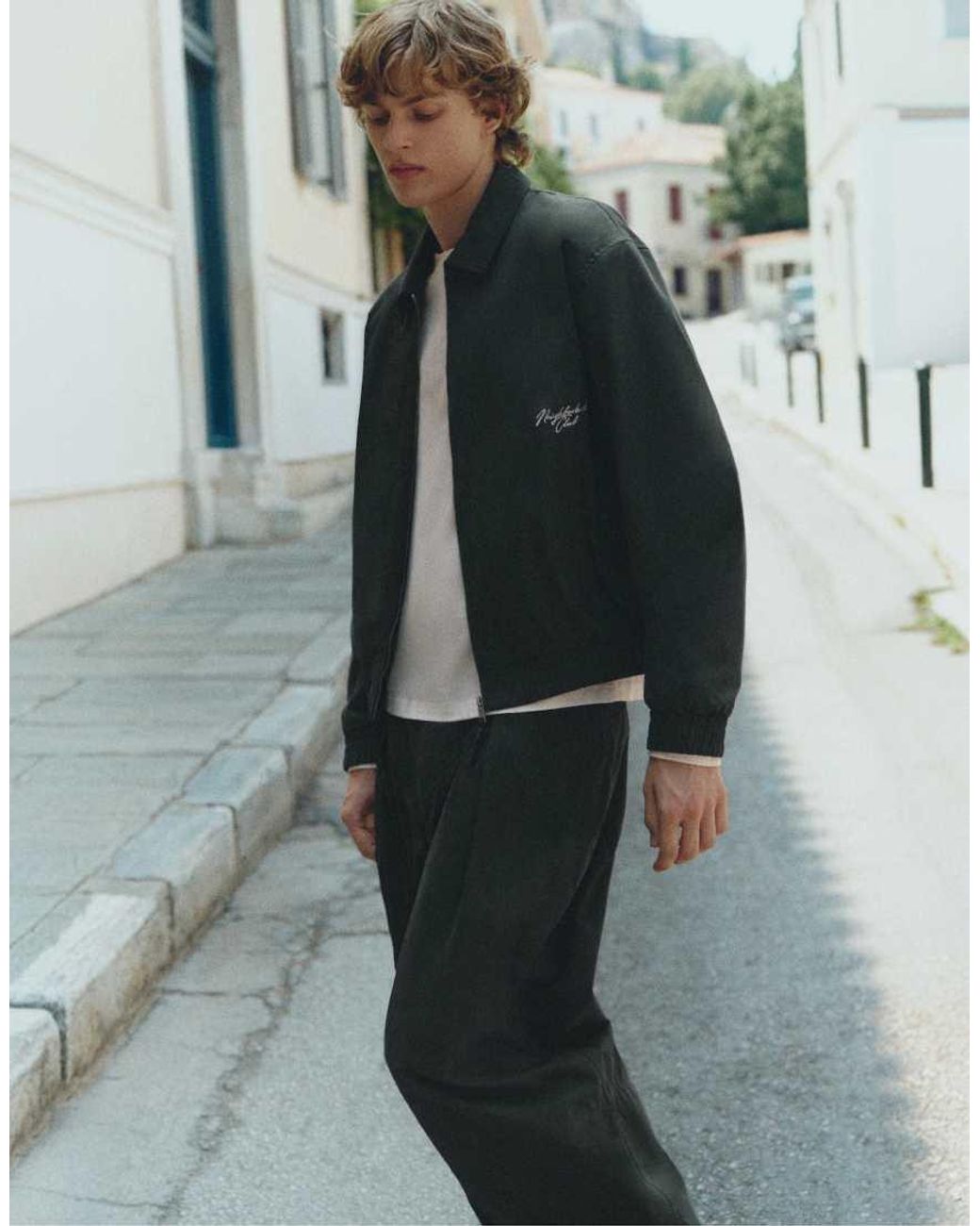 Pull&Bear Blue Embroidered Jacket for men