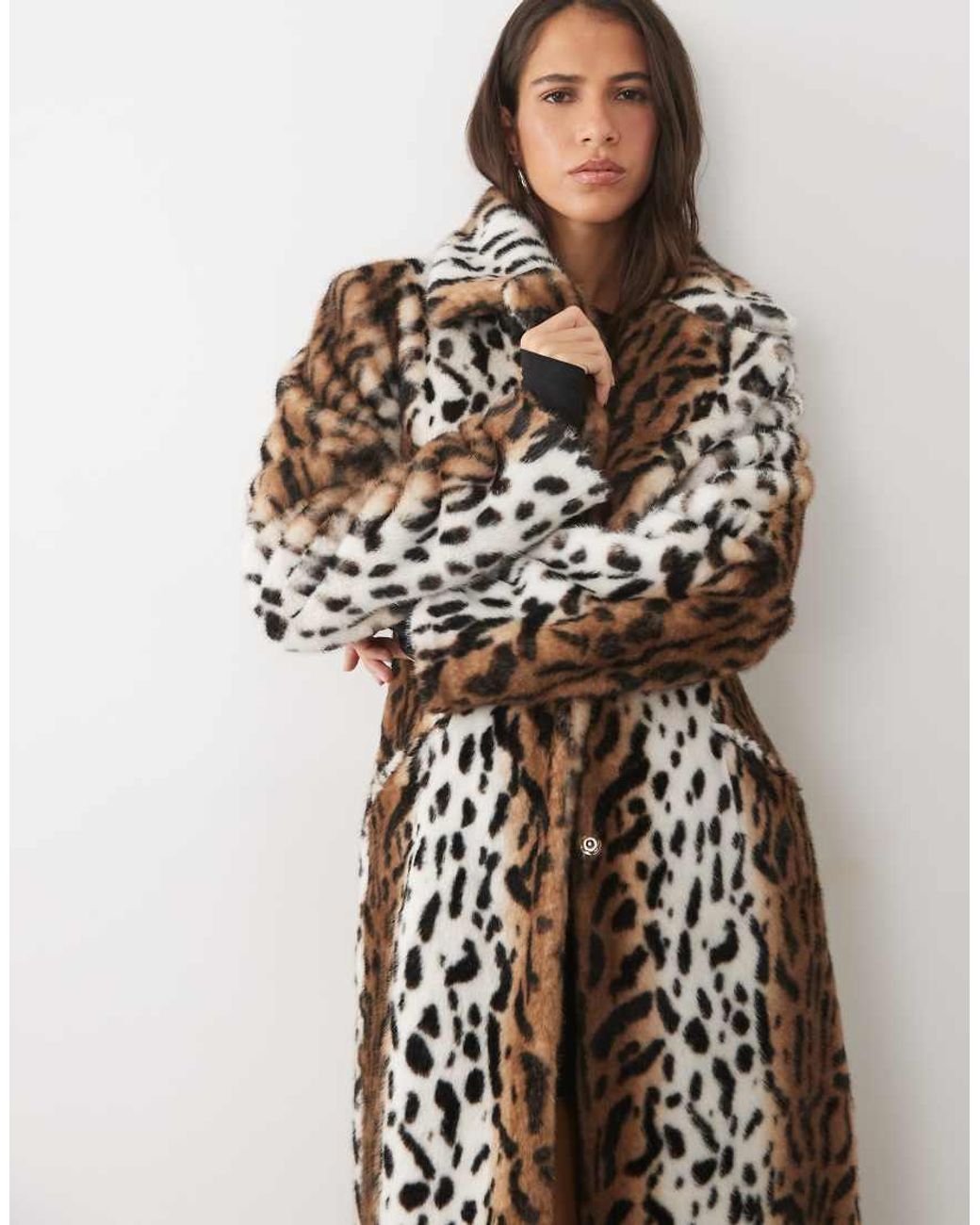 AFRM White Rani Faux Fur Longline Maxi Coat