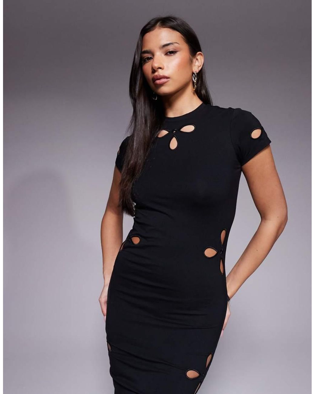 GOOD AMERICAN Blue Cut Out Detail Midi Dress