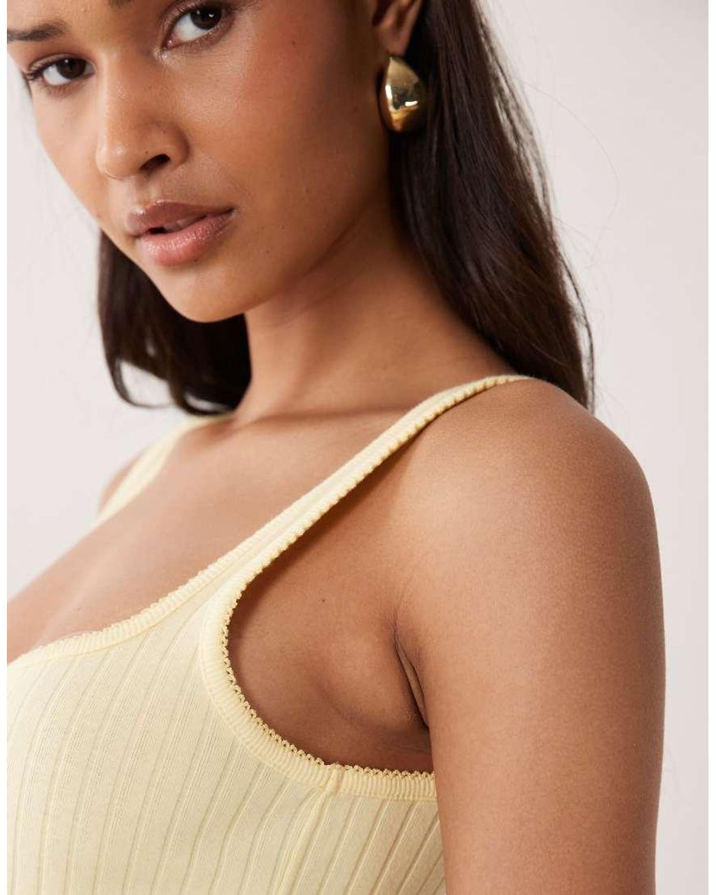 ASOS Natural Button Down Rib With Picot Trim Mini Dress