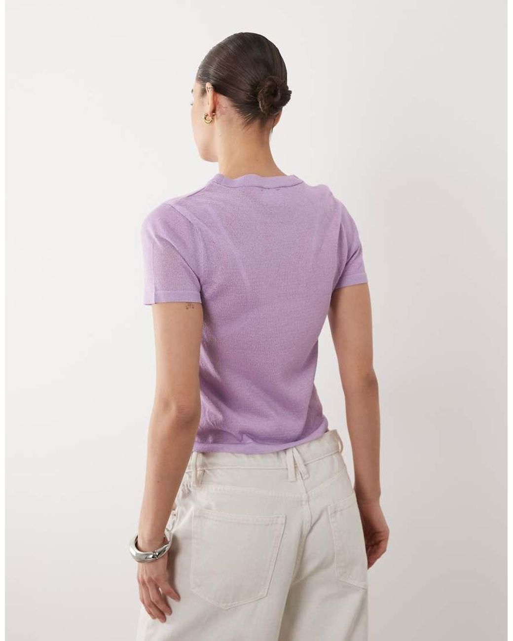 ASOS Purple Knitted Sheer T-shirt