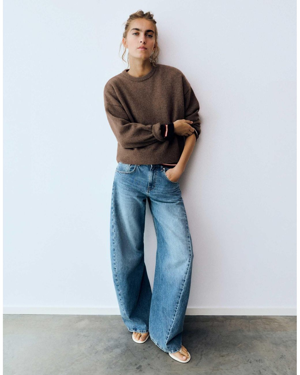 Pull en maille douce coupe carrée Pull&Bear en coloris Gray